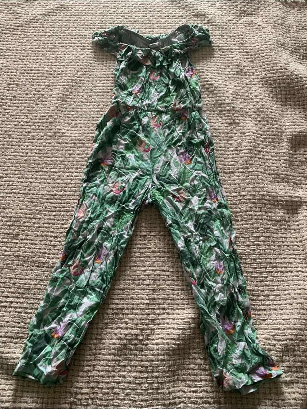 Girls Green jungle bird  One-Piece jumpsuit age 8